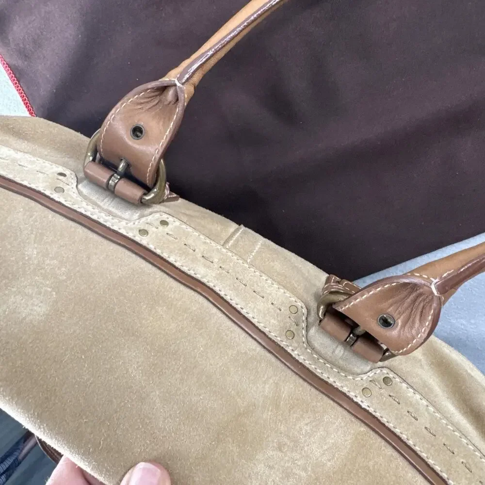 Coach Soho Suede Satchel Bag Womens Medium Beige Leather Top Handle 9674